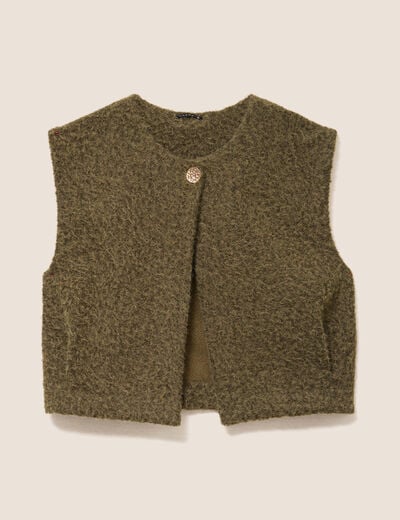 Gilet ample sans manches vert kaki femme