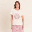 T-shirt col rond manches courtes ecru femme