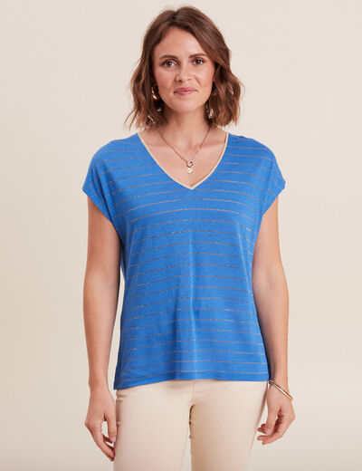 T-shirt manches courtes bleu femme
