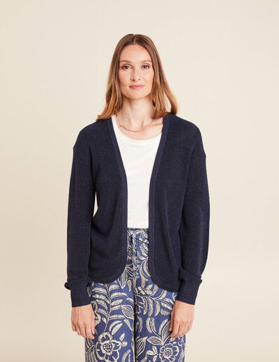 Gilet manches longues bleu marine femme