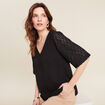 Blouse manches 3/4 noir femme