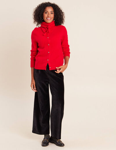Gilet col rond rouge femme
