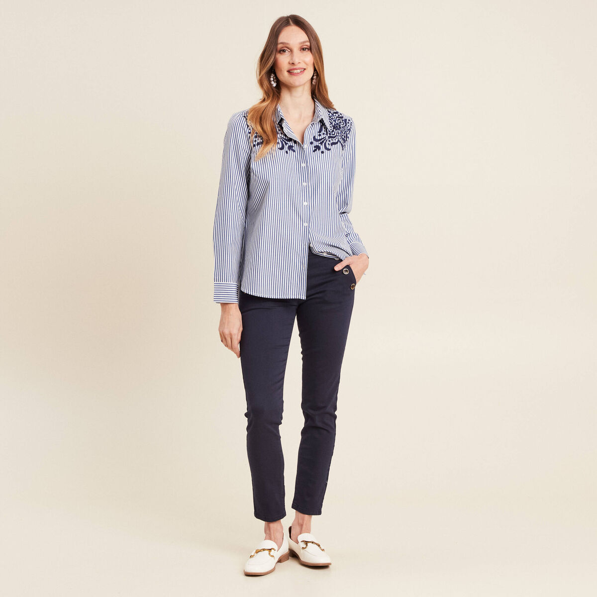 Pantalon magique Le L&eacute;ger coupe ajust&eacute;e bleu marine femme