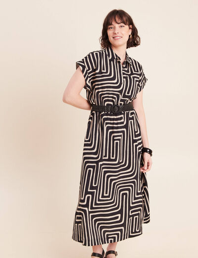 Robe avec ceinture amovible noir femme