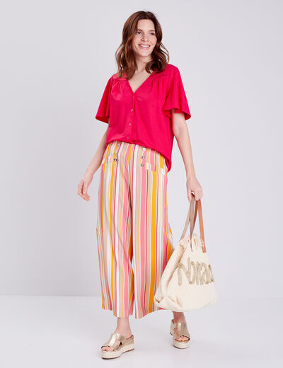 Pantalon flou avec boutons multicolore femme