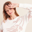 Pull col rond manches longues beige femme