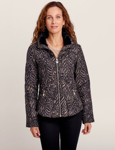 Doudoune d&eacute;perlante droite zipp&eacute;e noir femme