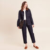 Veste droite &agrave; manches longues denim brut femme