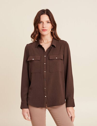 Chemise manches longues marron femme