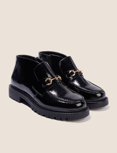 Mocassins montants vernis noir femme
