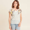 T-shirt col V manches courtes jaune citron femme