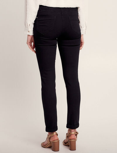 Jean ajusté taille standard 7/8ème noir femme
