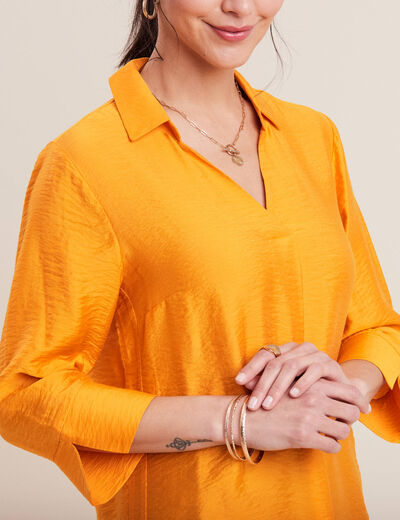 Blouse manches 3/4 jaune moutarde femme
