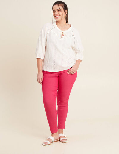 Pantalon léger taille standard 7/8ème rose fushia femme