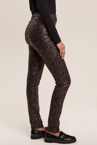 Pantalon ajusté couleur bronze femme