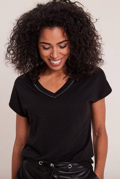 T-shirt manches courtes noir femme