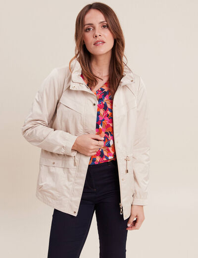 Parka déperlante cintrée lien à coulisse sable femme