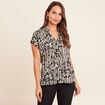 Blouse en voile col v manches courtes noir femme