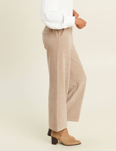 Pantalon loose en velours beige femme