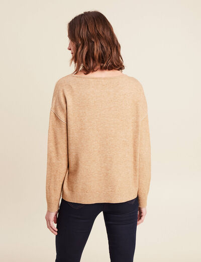 Pull manches longues beige femme