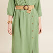 Robe droite ceinturée vert femme