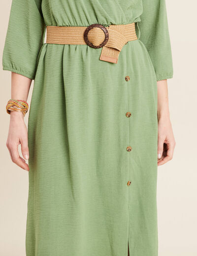 Robe droite ceinturée vert femme