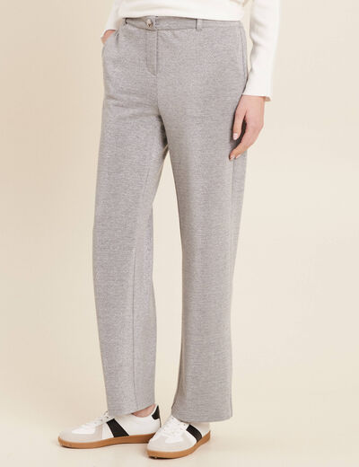 Pantalon large paillettes gris argent femme
