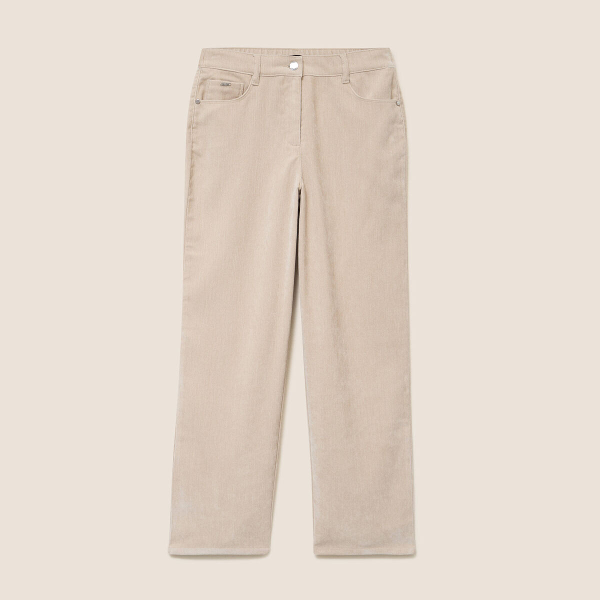 Jean taille haute en velours sable femme