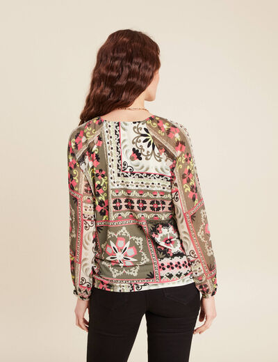 T-shirt manches 3/4 multicolore femme