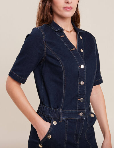 Combinaison pantalon en jean denim brut femme