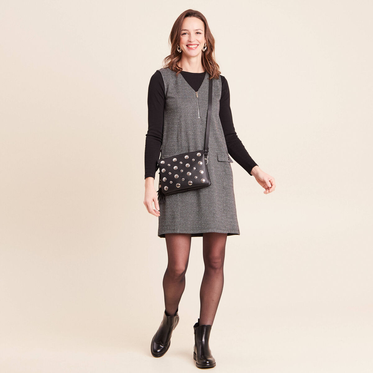 Robe chasuble gris femme