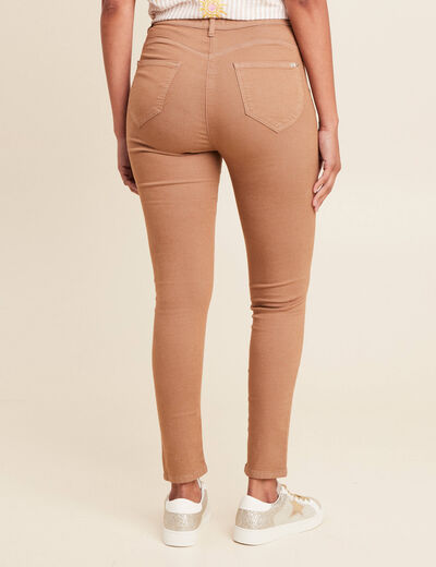 Pantalon léger taille haute 7/8ème marron femme