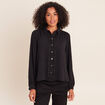 Chemise fluide manches longues dentelle noir femme