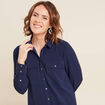 Chemise manches longues bleu marine femme