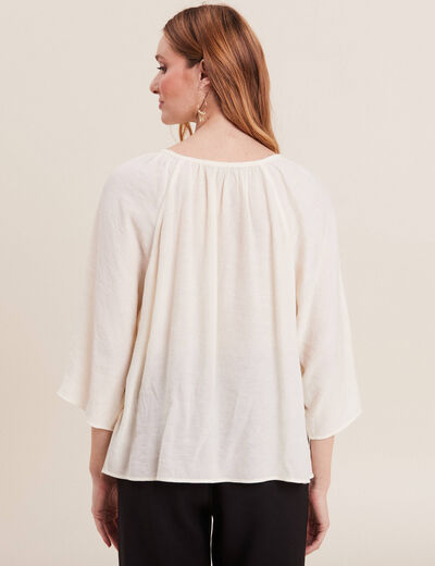 Blouse manches 3/4 ivoire femme