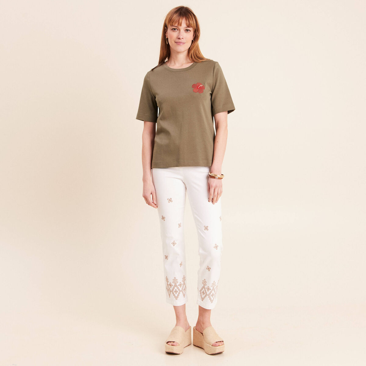 Pantalon magique Le L&eacute;ger coupe droite beige femme