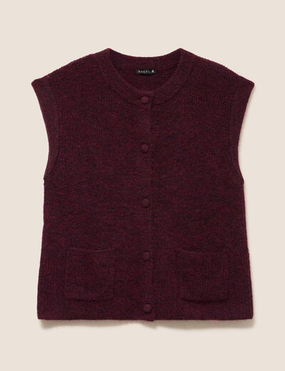 Gilet col rond bordeaux femme