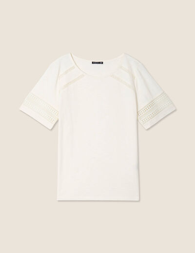 T-shirt manches courtes ecru femme