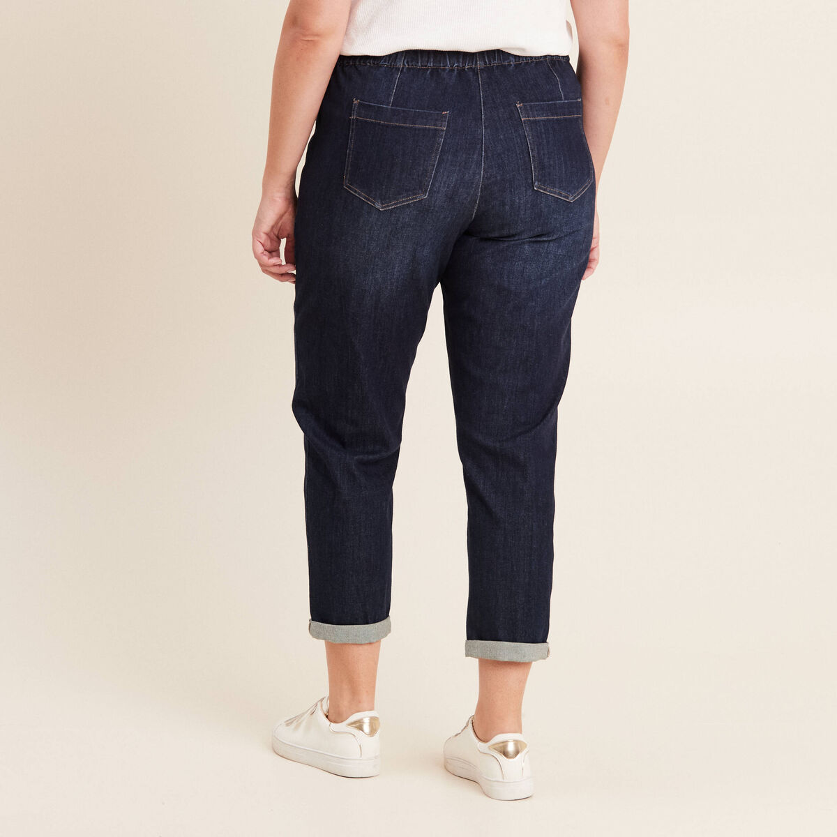 Jean large à coulisse denim brut femme