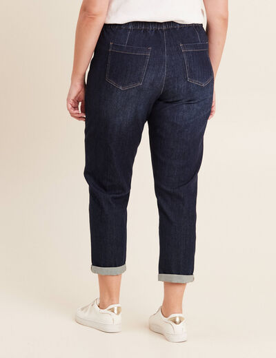 Jean large à coulisse denim brut femme