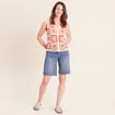 Gilet macram&eacute; col v sans manches ecru femme