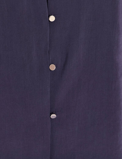 Blouse ample col v manches courtes bleu marine femme