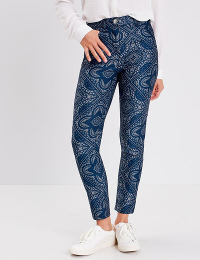 Pantalon ajusté bleu foncé femme