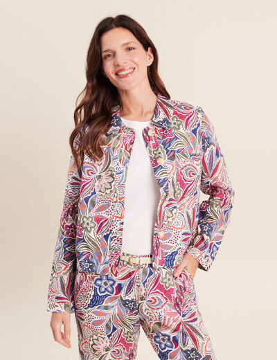 Veste courte droite manches longues mauve femme