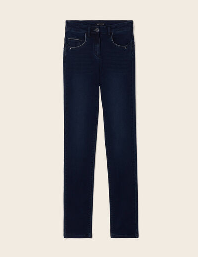 Jean ajusté taille haute denim brut femme