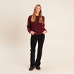 Pull ajour&eacute; col rond bordeaux femme
