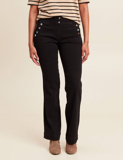 Pantalon bootcut à pont noir femme