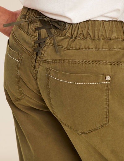 Pantalon ajusté taille haute vert olive femme