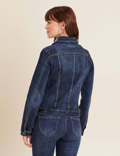 Veste en jeans strass denim stone femme
