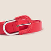 Ceinture fine bi-mati&egrave;re rouge fluo femme